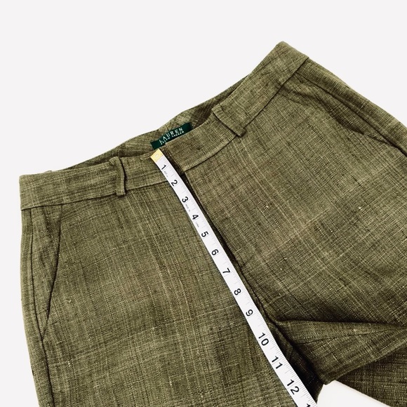 Ralph Lauren Tassah Woven Silk High Rise Olive Straight Leg Trouser - Picture 6 of 10